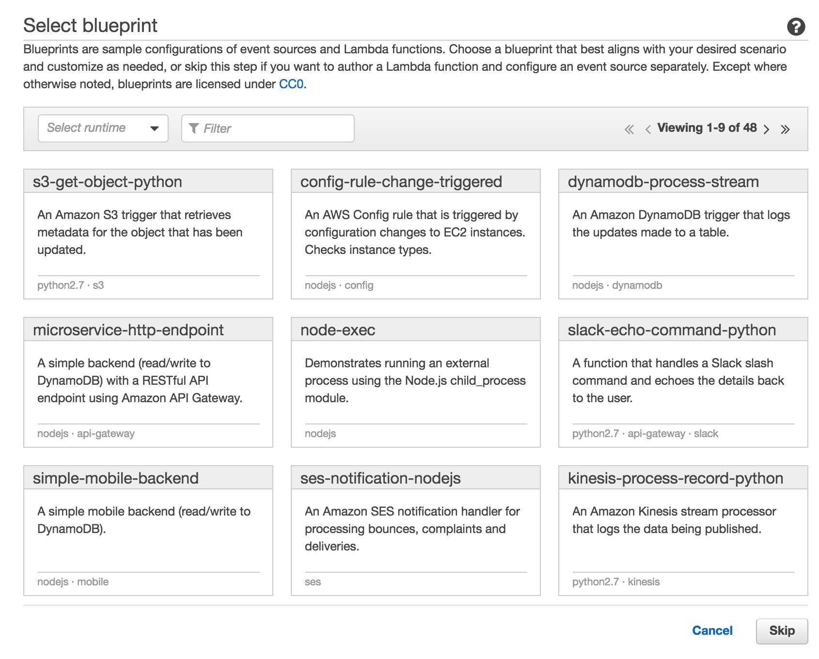 Create lambda step 1